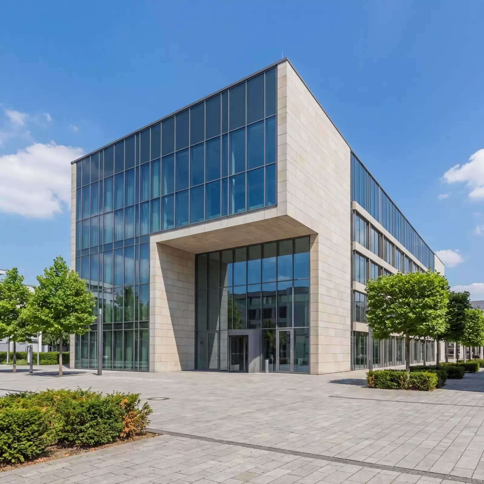 Quadratisches Bild des Museums in Bonn in neutraler Umgebung ohne Menschen.